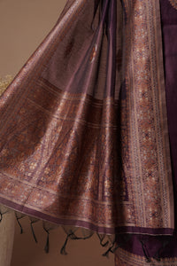 Berry Wine Mul Chanderi Suit Piece