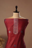 Ruby Maroon Mul Chanderi Suit Piece