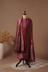 Ruby Maroon Mul Chanderi Suit Piece