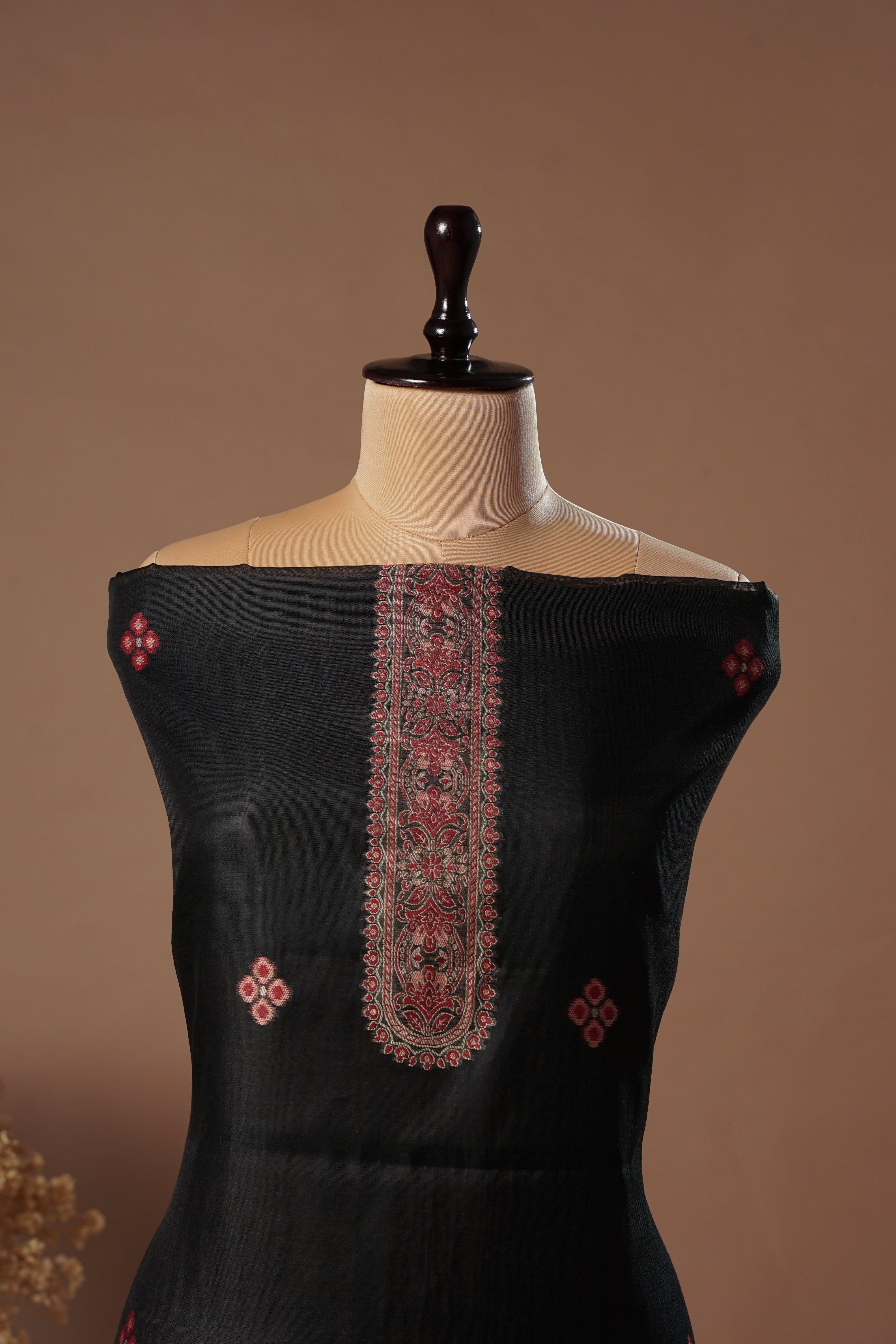 Onyx Black Mul Chanderi Suit Piece