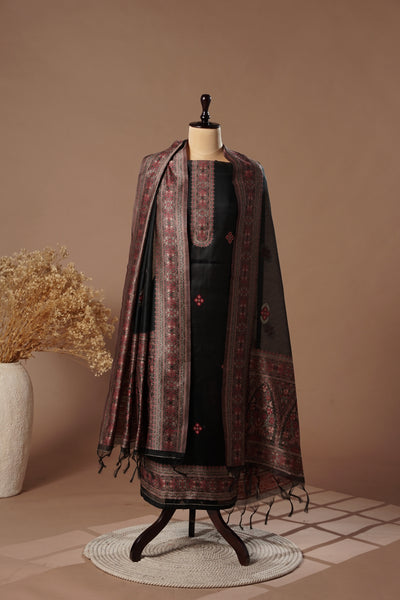Onyx Black Mul Chanderi Suit Piece