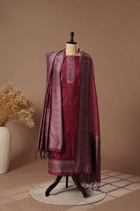 Vibrant Magenta Mul Chanderi Suit Piece
