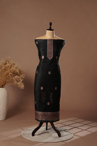 Elegance Black Mul Chanderi Suit Piece