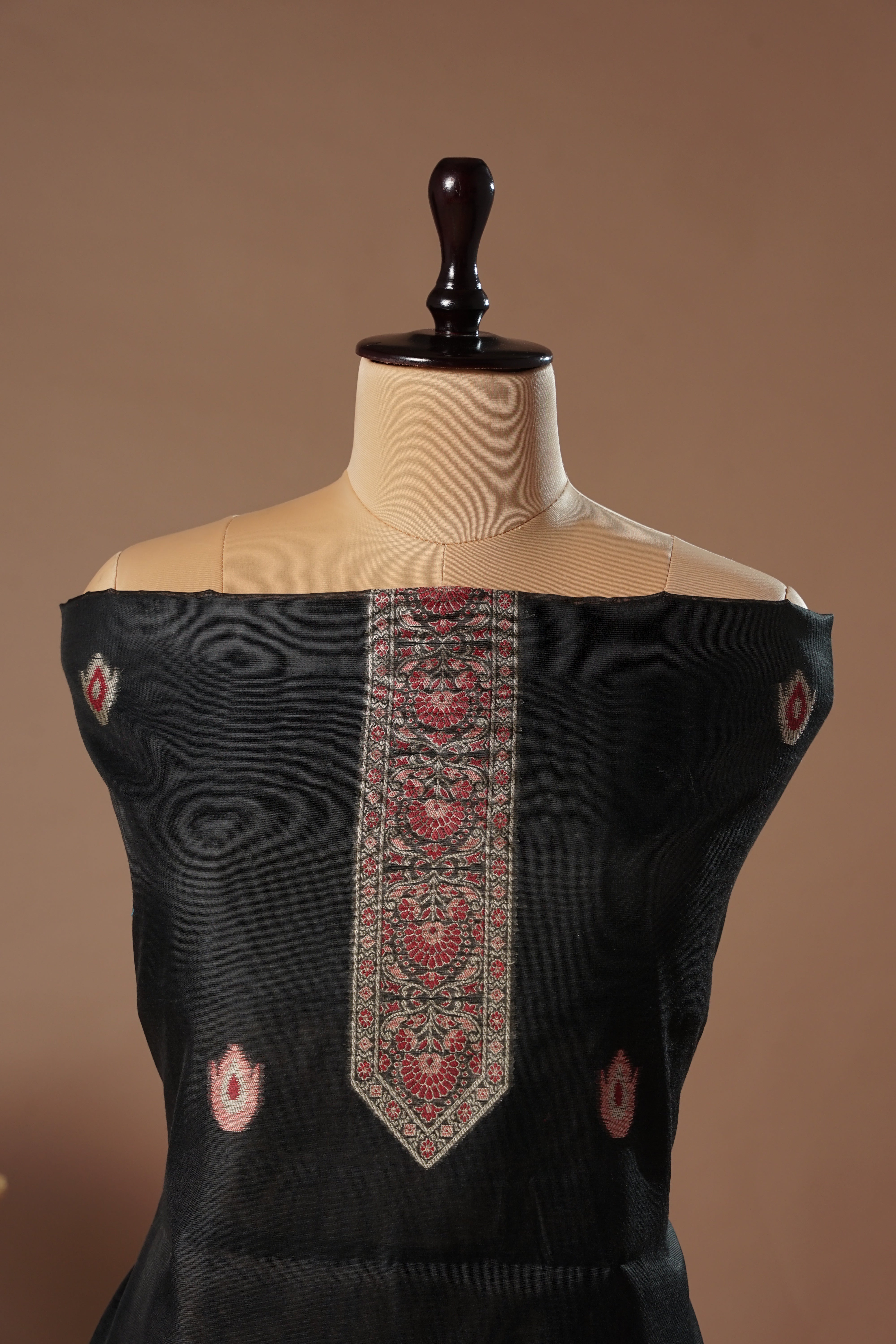 Elegance Black Mul Chanderi Suit Piece