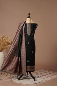 Elegance Black Mul Chanderi Suit Piece