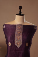 Shadow Wine Mul Chanderi Suit Piece