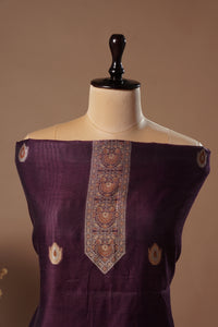 Shadow Wine Mul Chanderi Suit Piece