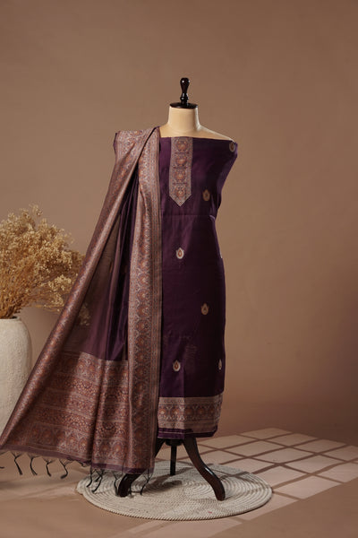 Shadow Wine Mul Chanderi Suit Piece