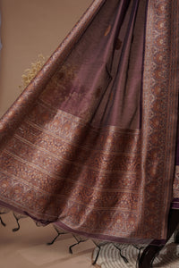 Shadow Wine Mul Chanderi Suit Piece