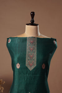 Miracle Green Mul Chanderi Suit Piece