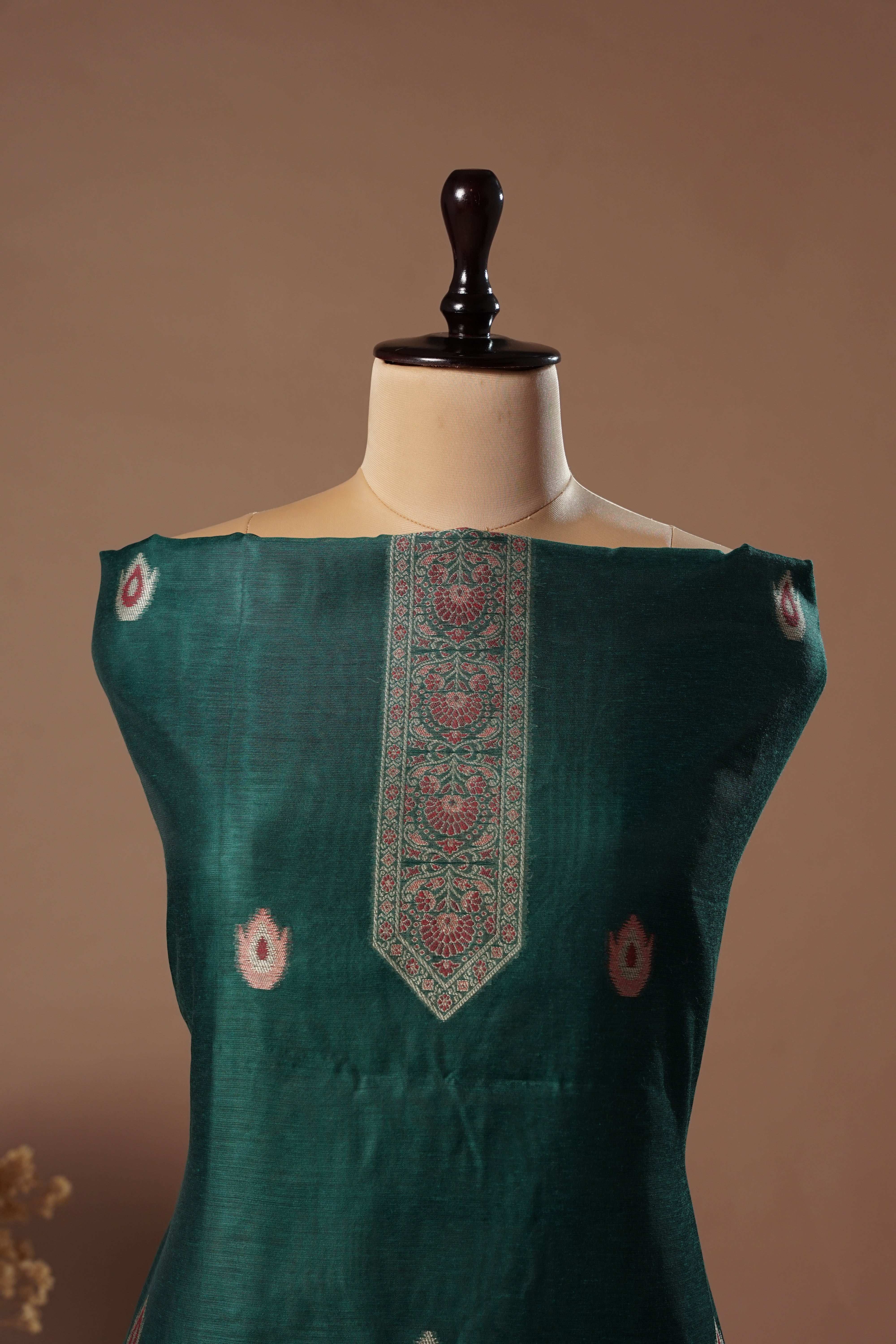 Miracle Green Mul Chanderi Suit Piece