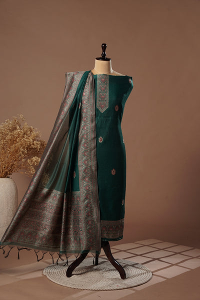 Miracle Green Mul Chanderi Suit Piece