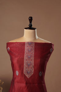 Passion Maroon Mul Chanderi Suit Piece