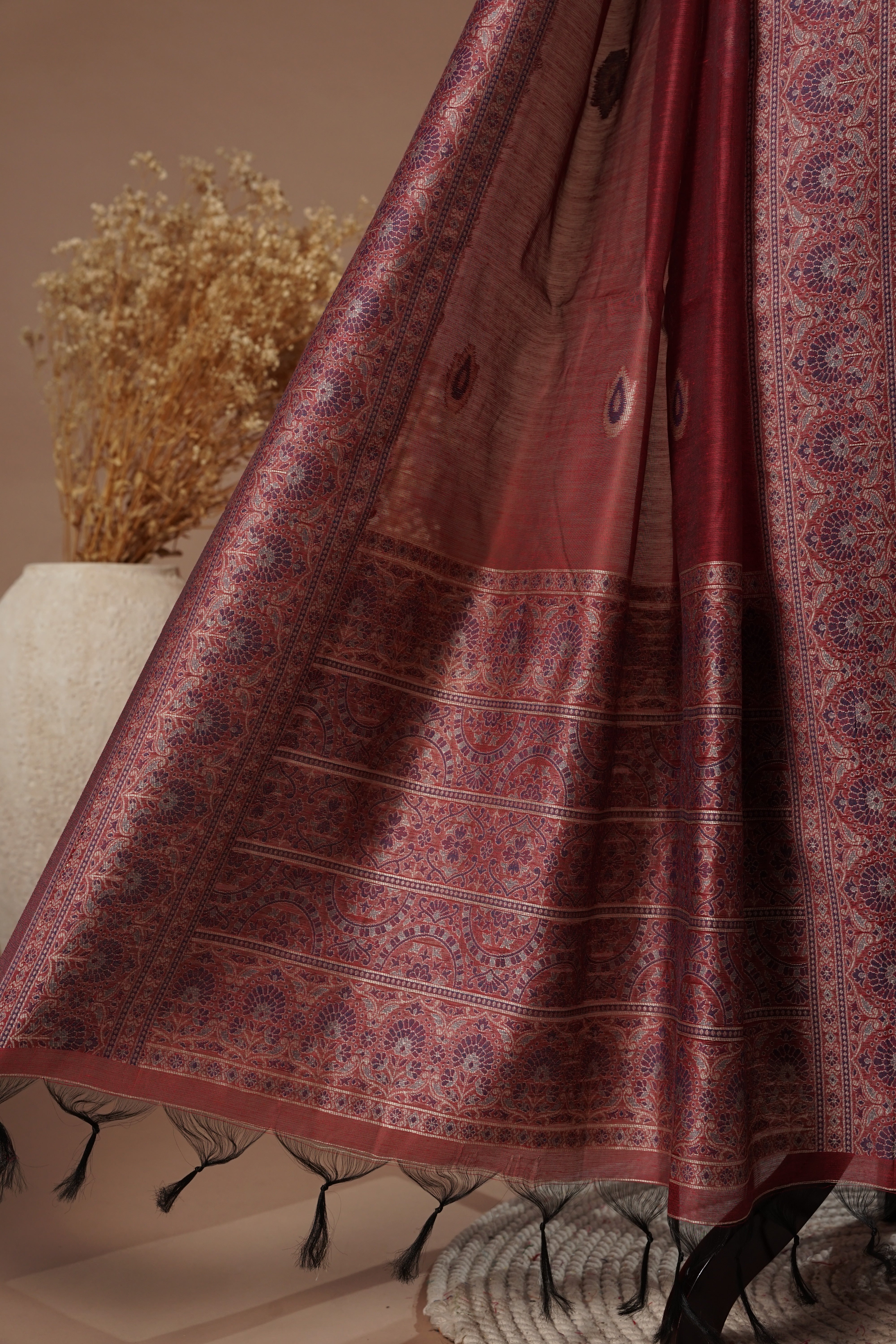 Passion Maroon Mul Chanderi Suit Piece