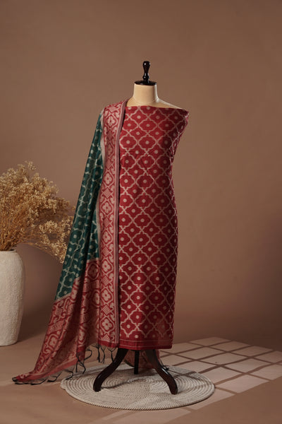Noble Maroon Mul Chanderi Suit Piece