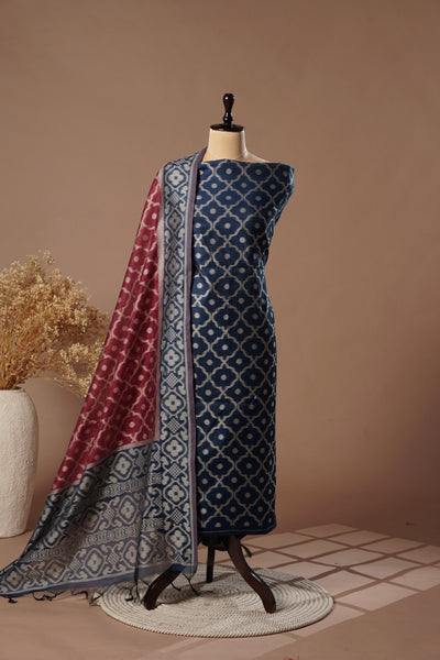 Abyss Navy Mul Chanderi Suit Piece