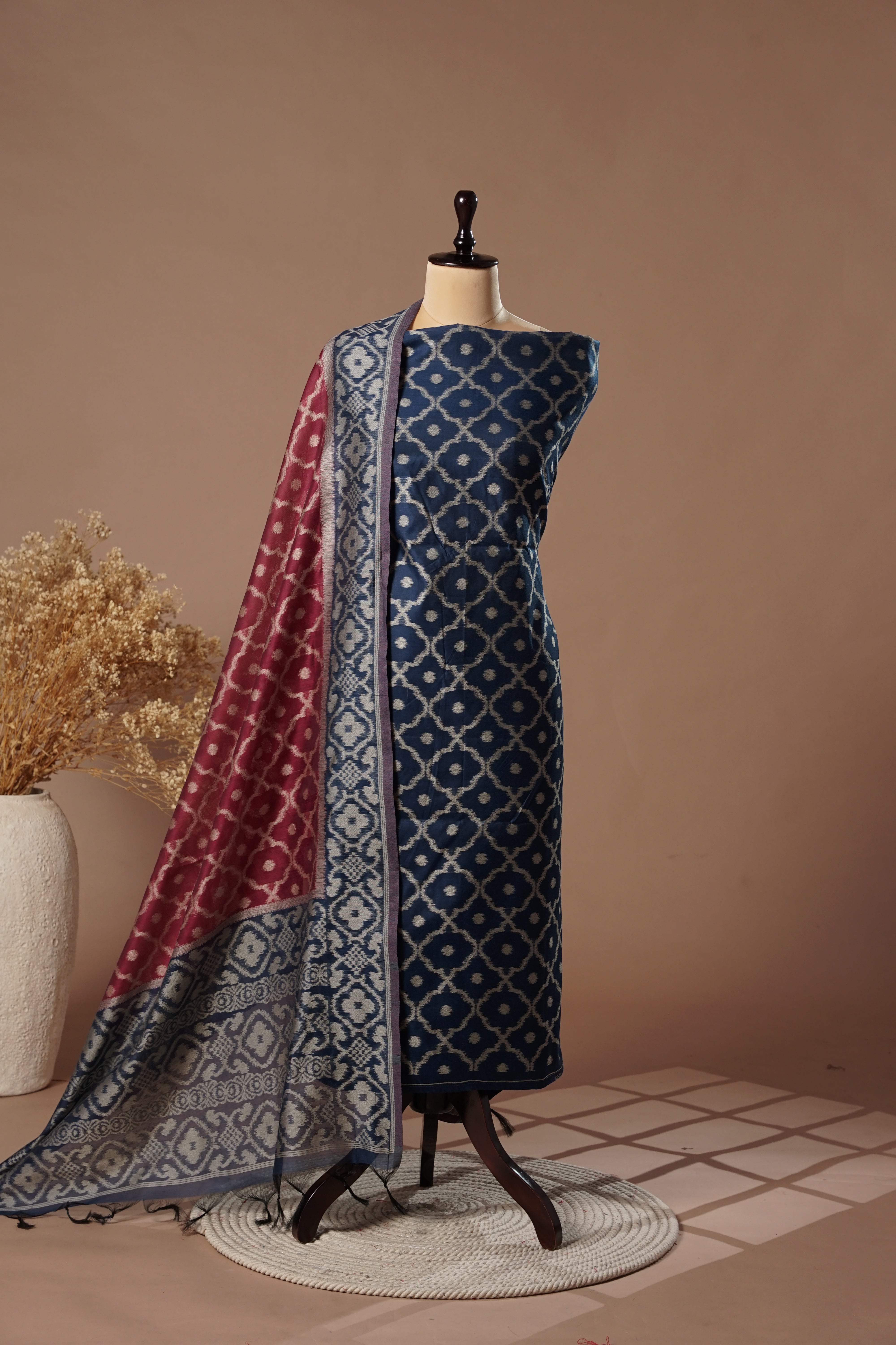 Abyss Navy Mul Chanderi Suit Piece