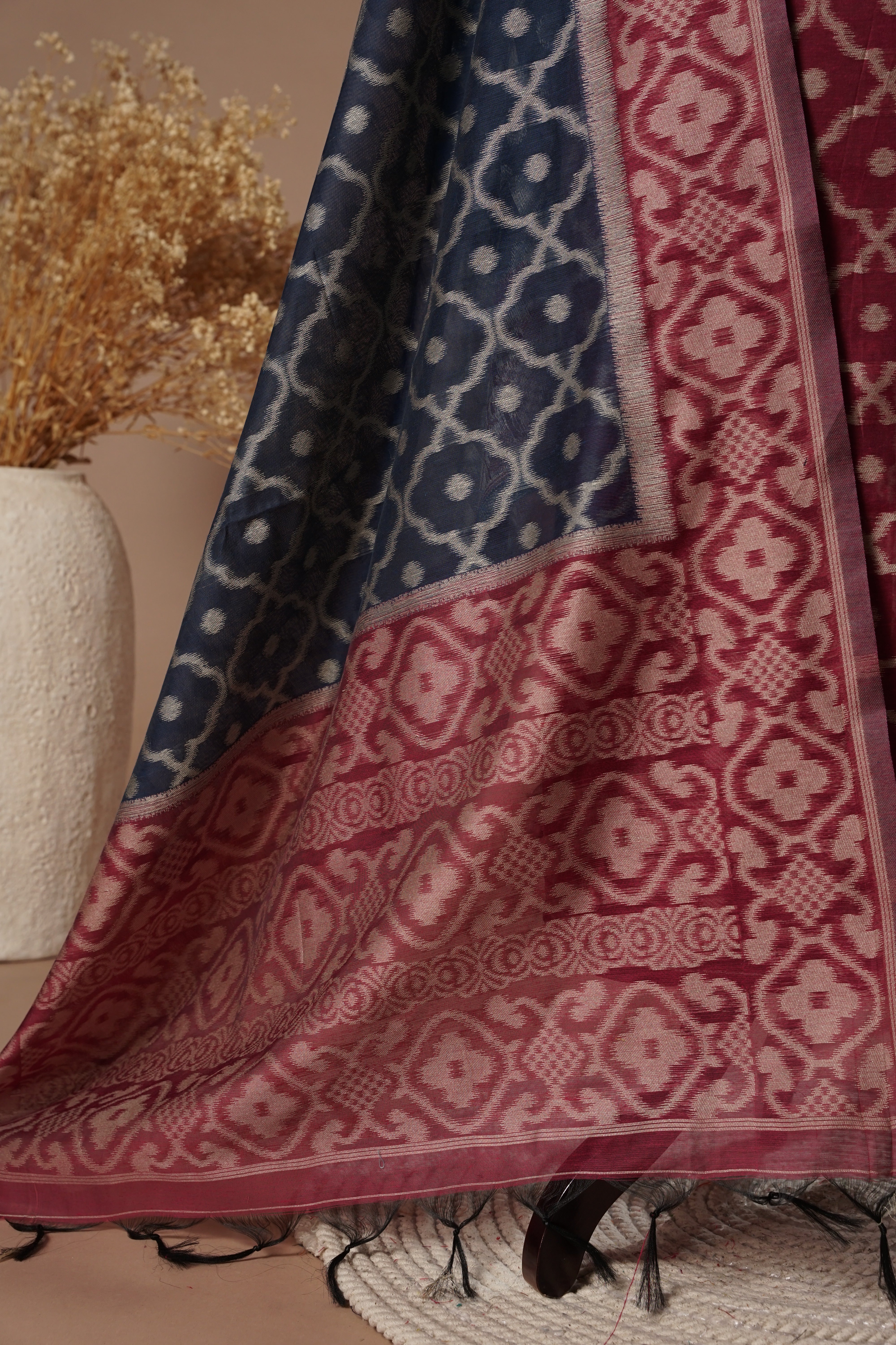 Stellar Magenta Mul Chanderi Suit Piece