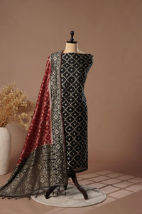 Timber Green Mul Chanderi Suit Piece