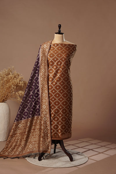 Flare Mustard Mul Chanderi Suit Piece