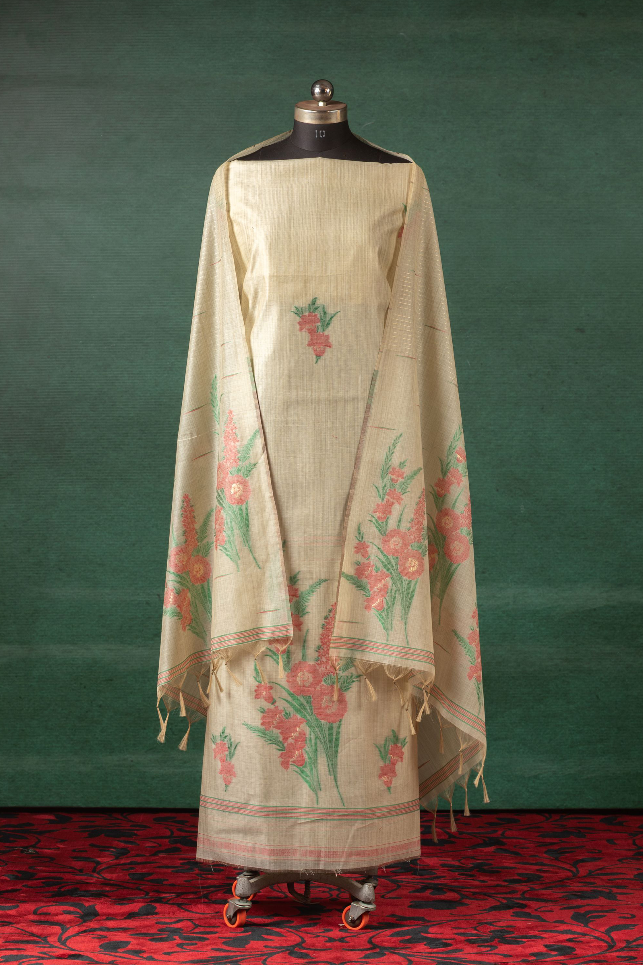 Blush Tussar – Cotton Suit Piece