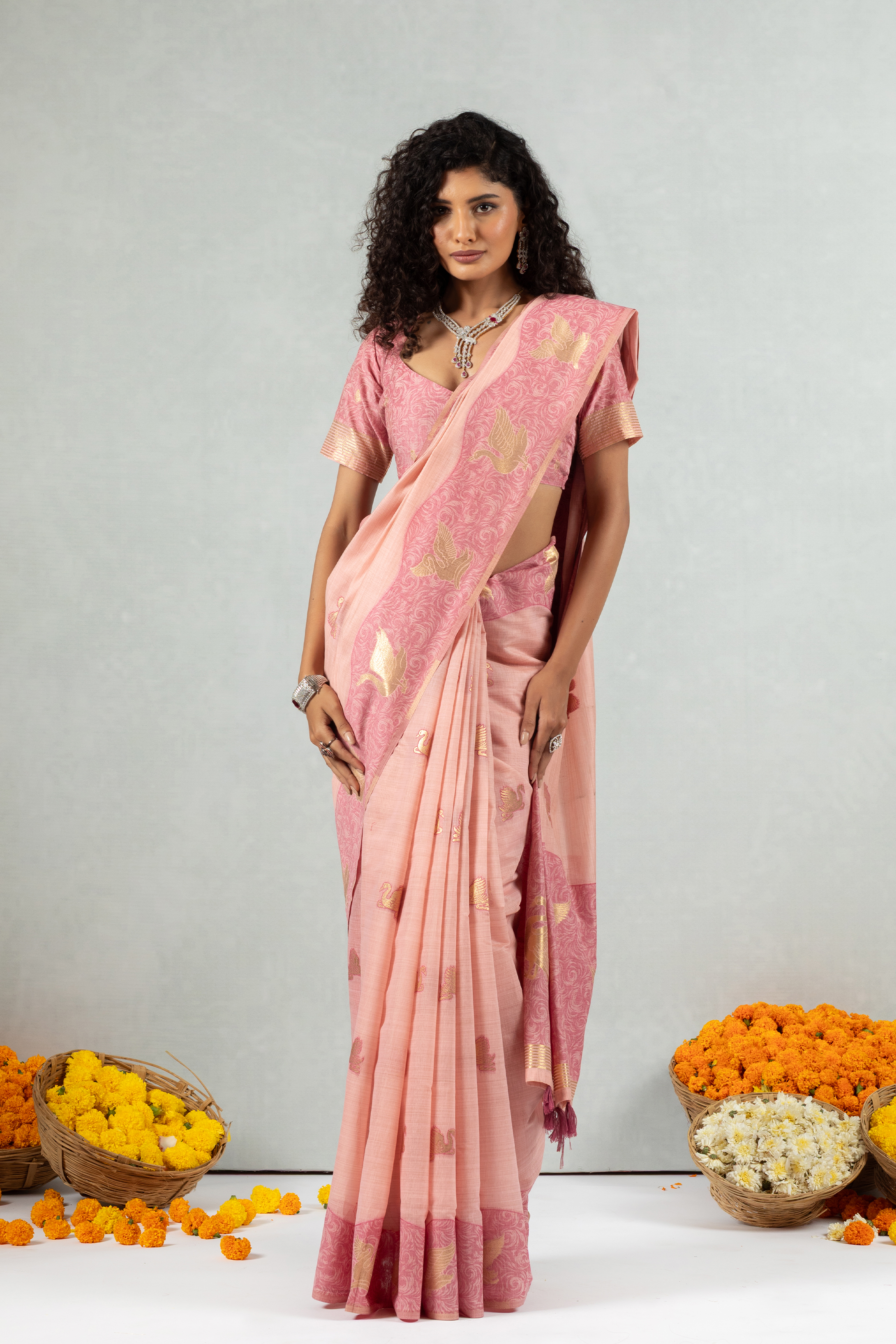 Tishya  The Peach Trail Saree