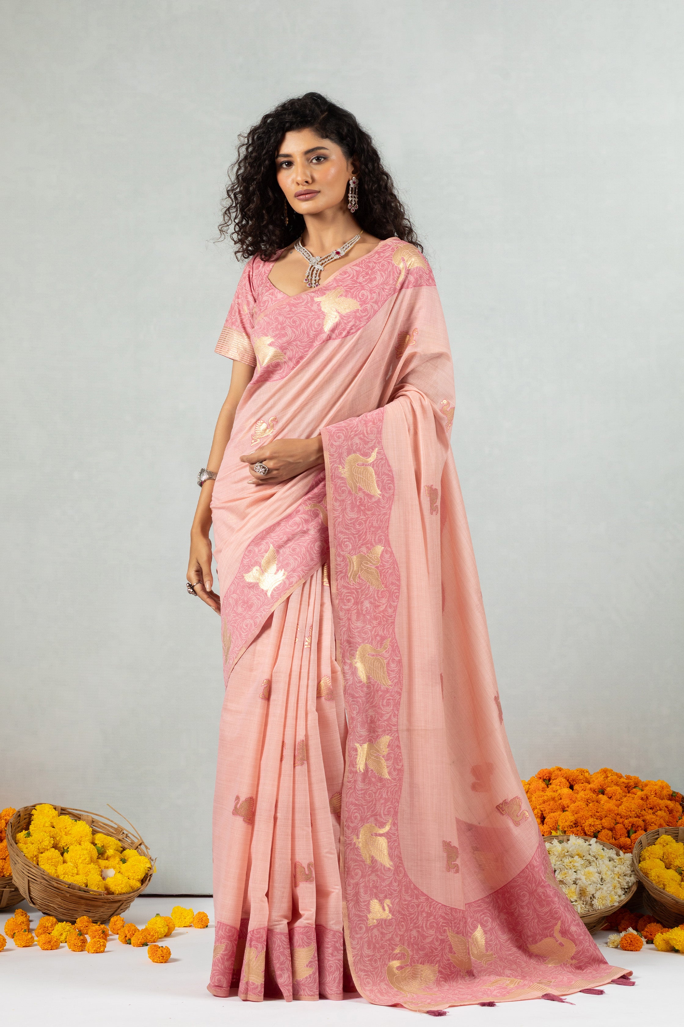 Tishya  The Peach Trail Saree