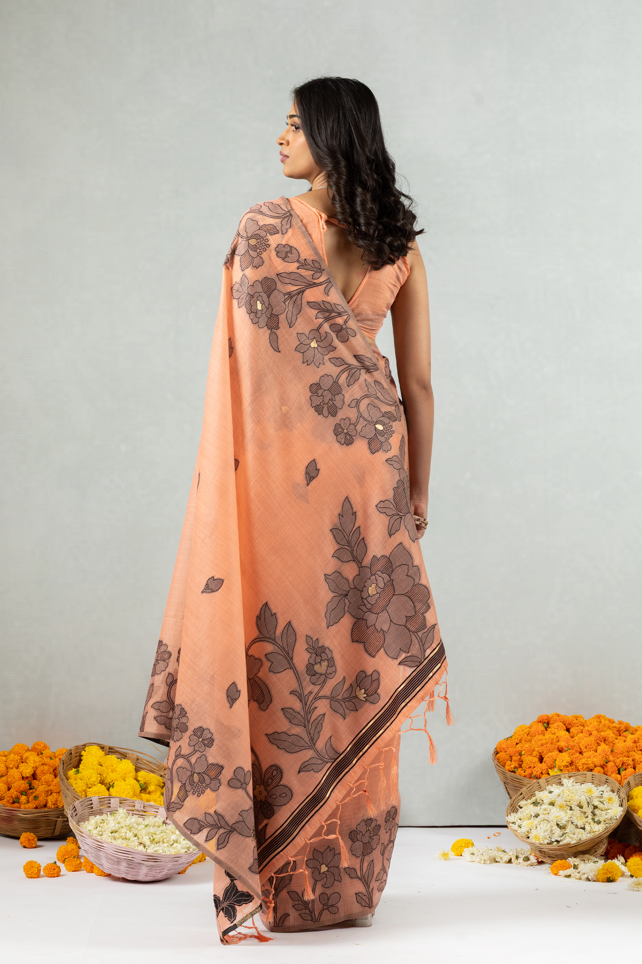 Rekha - The Hand-Drawn Flame Saree