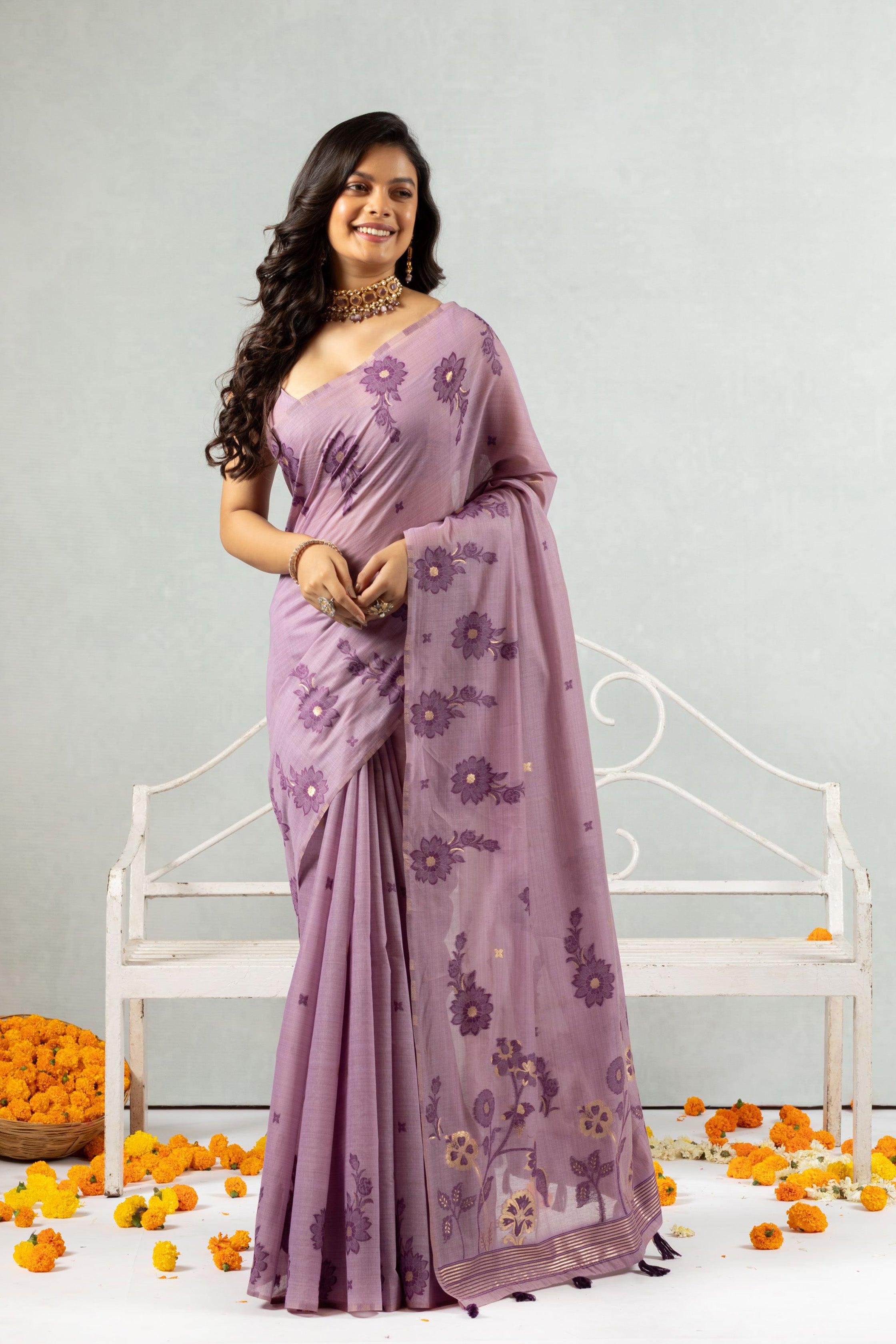Mishka - The Violet Bloom Saree