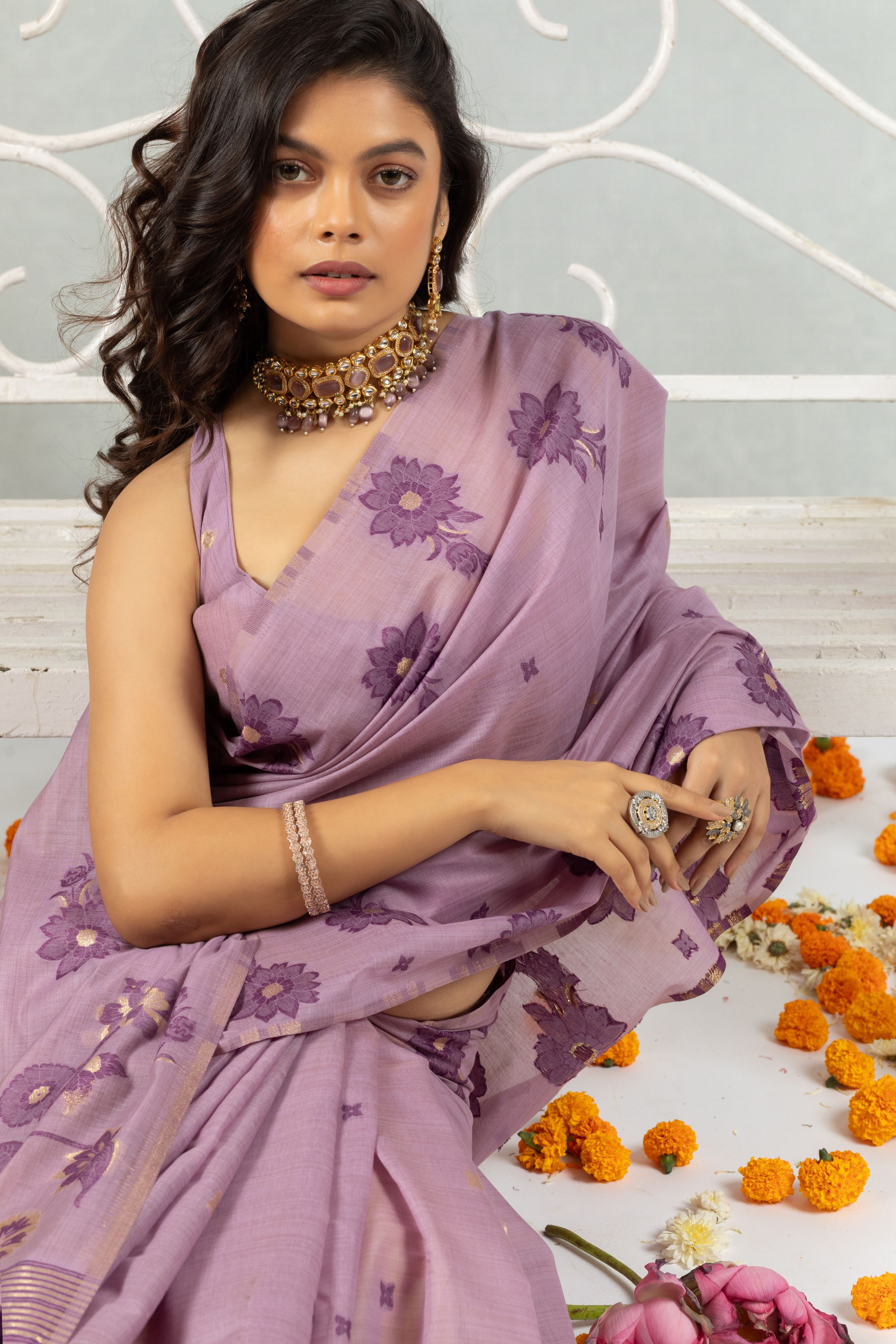 Mishka - The Violet Bloom Saree