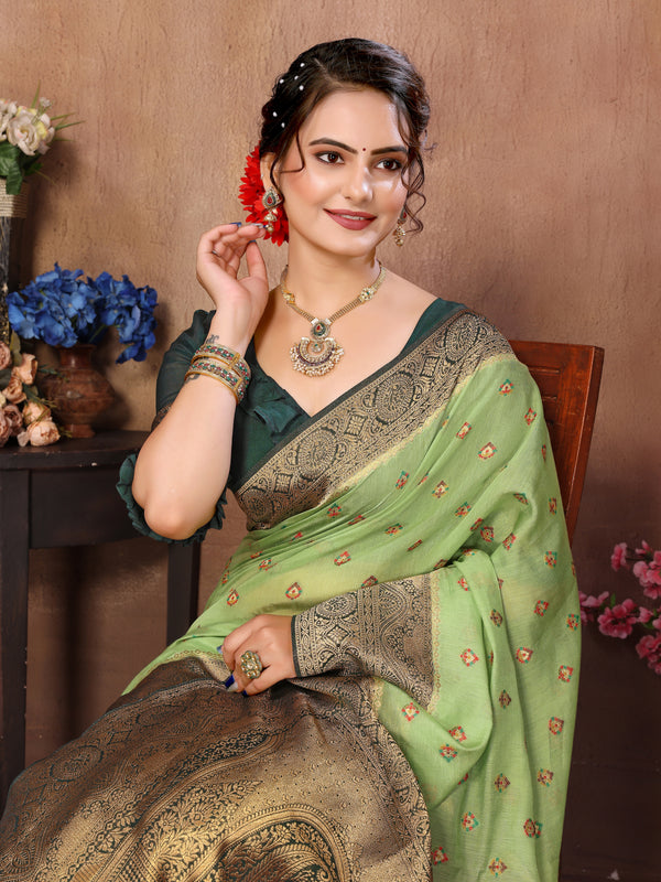 CHANDERI SILK SEA GREEN SAREE