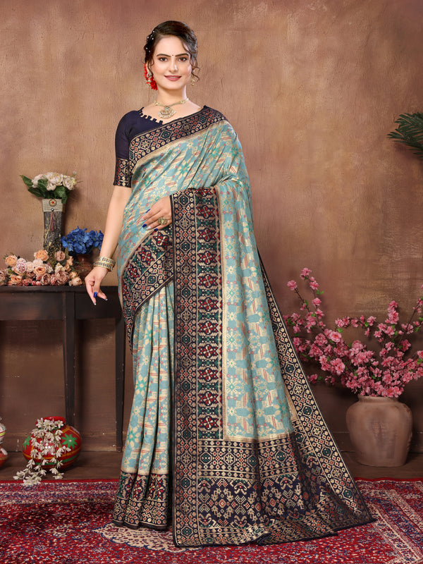 SKY BLUE PATOLA SILK SAREE