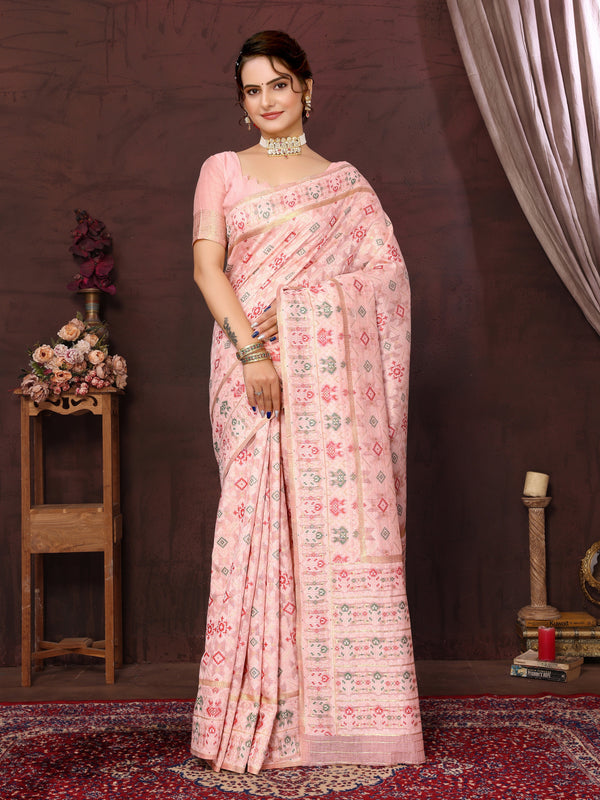 BABY PINK PATOLA SAREE - TRADITIONAL PARTYWEAR SAREE