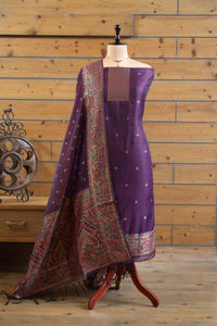 Aafreen – The Kashmiri Grace | Kashmiri Mul Chanderi Suit Piece – Purple