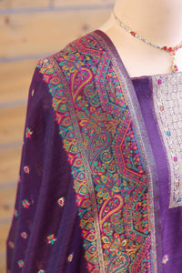 Aafreen – The Kashmiri Grace | Kashmiri Mul Chanderi Suit Piece – Purple