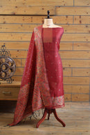 Aafreen – The Kashmiri Grace | Kashmiri Mul Chanderi Suit Piece – Red