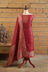 Aafreen – The Kashmiri Grace | Kashmiri Mul Chanderi Suit Piece – Red