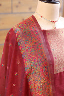 Aafreen – The Kashmiri Grace | Kashmiri Mul Chanderi Suit Piece – Red