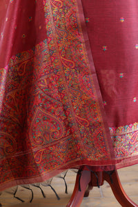 Aafreen – The Kashmiri Grace | Kashmiri Mul Chanderi Suit Piece – Red
