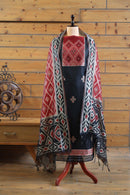 Madhuban – The Painted Heritage | Ajrakh Mul Chanderi Suit Piece – Black