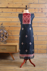 Madhuban – The Painted Heritage | Ajrakh Mul Chanderi Suit Piece – Black