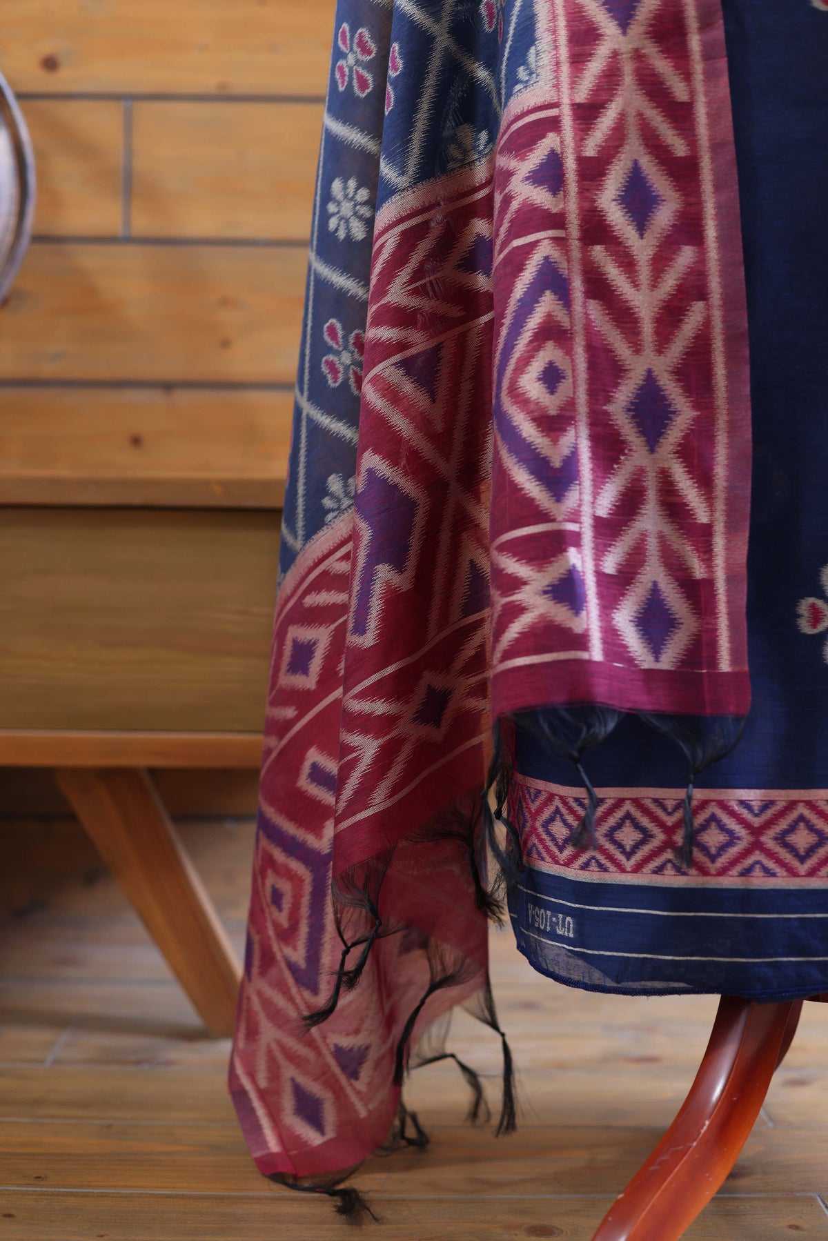 Madhuban – The Painted Heritage | Ajrakh Mul Chanderi Suit Piece – Indigo Blue