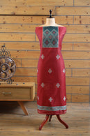 Madhuban – The Painted Heritage | Ajrakh Mul Chanderi Suit Piece – Red