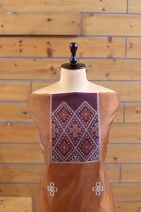 Madhuban – The Painted Heritage | Ajrakh Mul Chanderi Suit Piece – Rust Brown