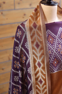 Madhuban – The Painted Heritage | Ajrakh Mul Chanderi Suit Piece – Rust Brown