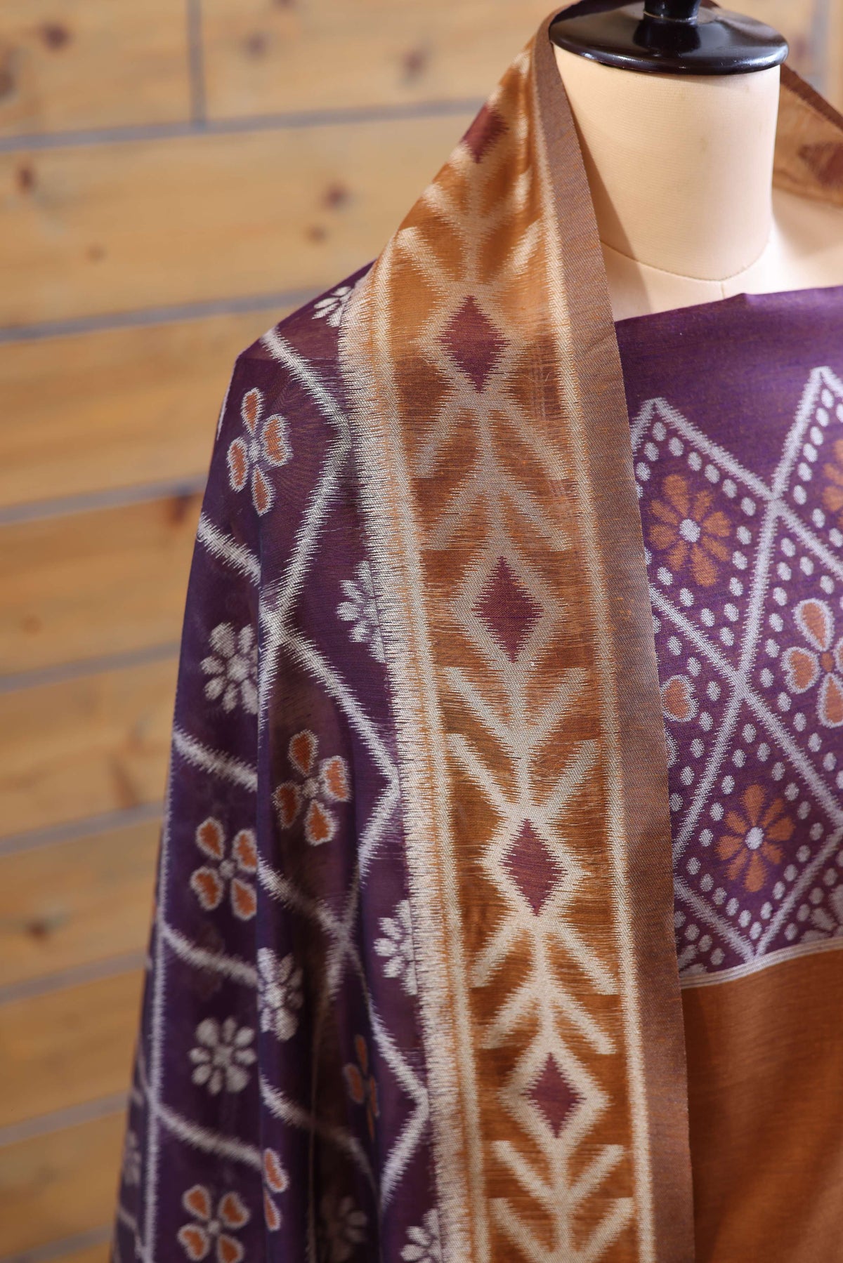 Madhuban – The Painted Heritage | Ajrakh Mul Chanderi Suit Piece – Rust Brown