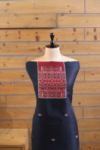 Gul – The Floral Heritage | Ajrakh Mul Chanderi Suit Piece – Black