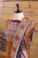 Gul – The Floral Heritage | Ajrakh Mul Chanderi Suit Piece – Rust Brown