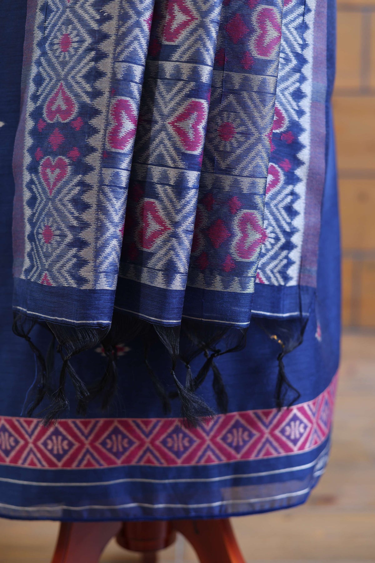 Gul – The Floral Heritage | Ajrakh Mul Chanderi Suit Piece – Indigo Blue