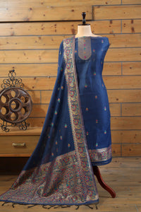 Rang – The Kashmiri Palette | Kashmiri Mul Chanderi Suit Piece – Royal Blue